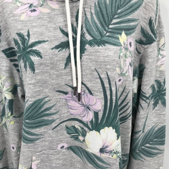 Original Use Womens Gray Floral Long Sleeve Pouch Pocket Hoody Size M - Picture 3 of 8